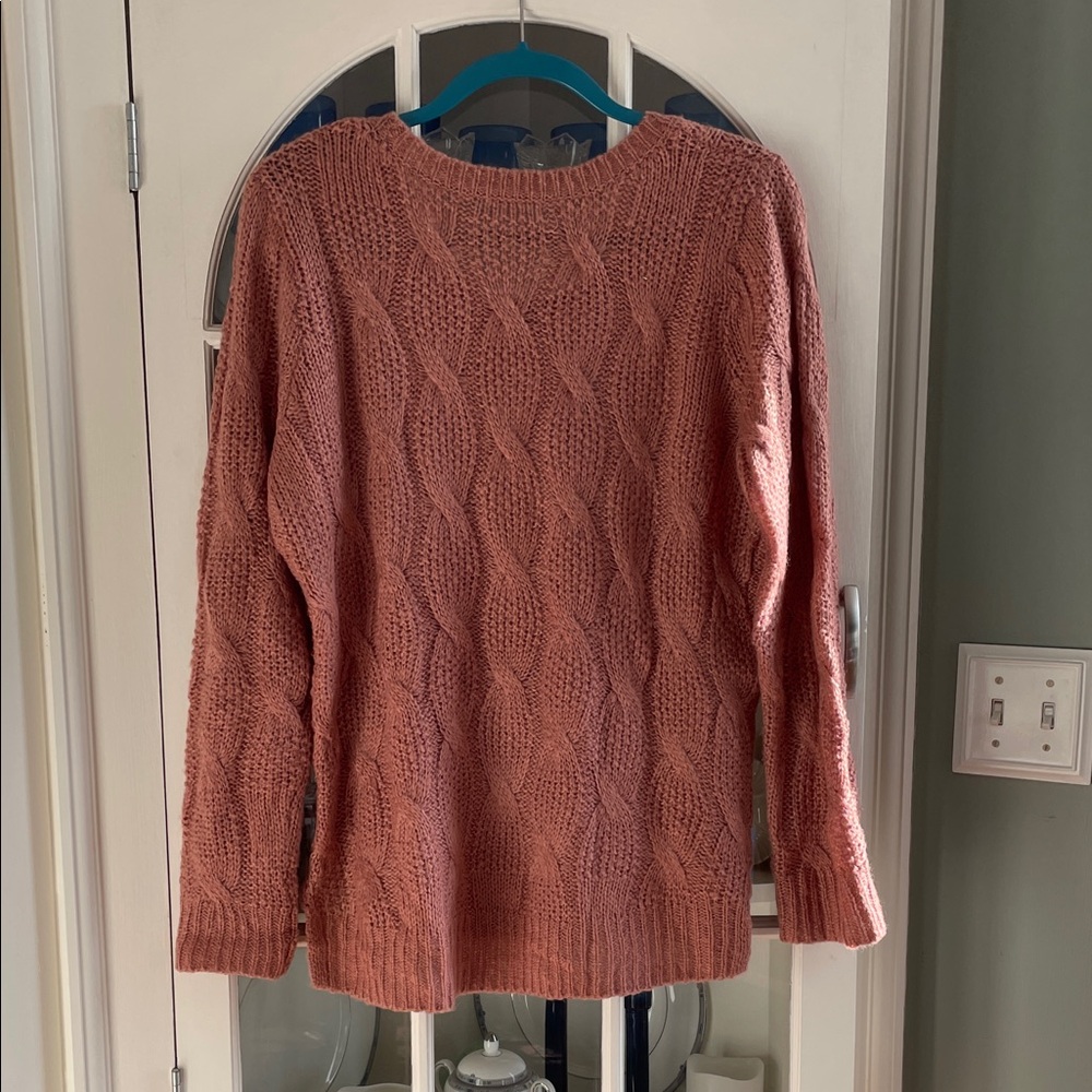 Elegant Cable Knit Sweater - Rose - Picture 2 of 4